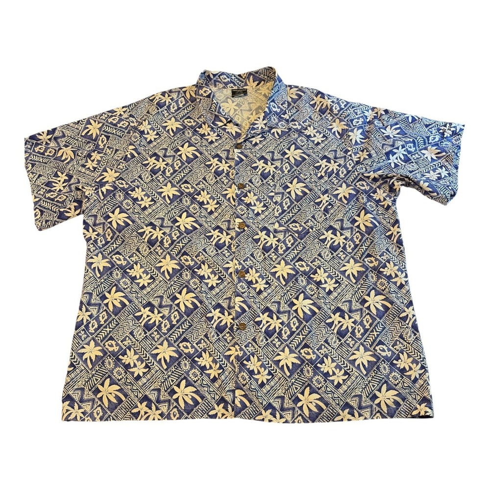 Toucan Dance 2XL Men Blue Hawaiian Tropical Shirt Cruise Coastal Vacation